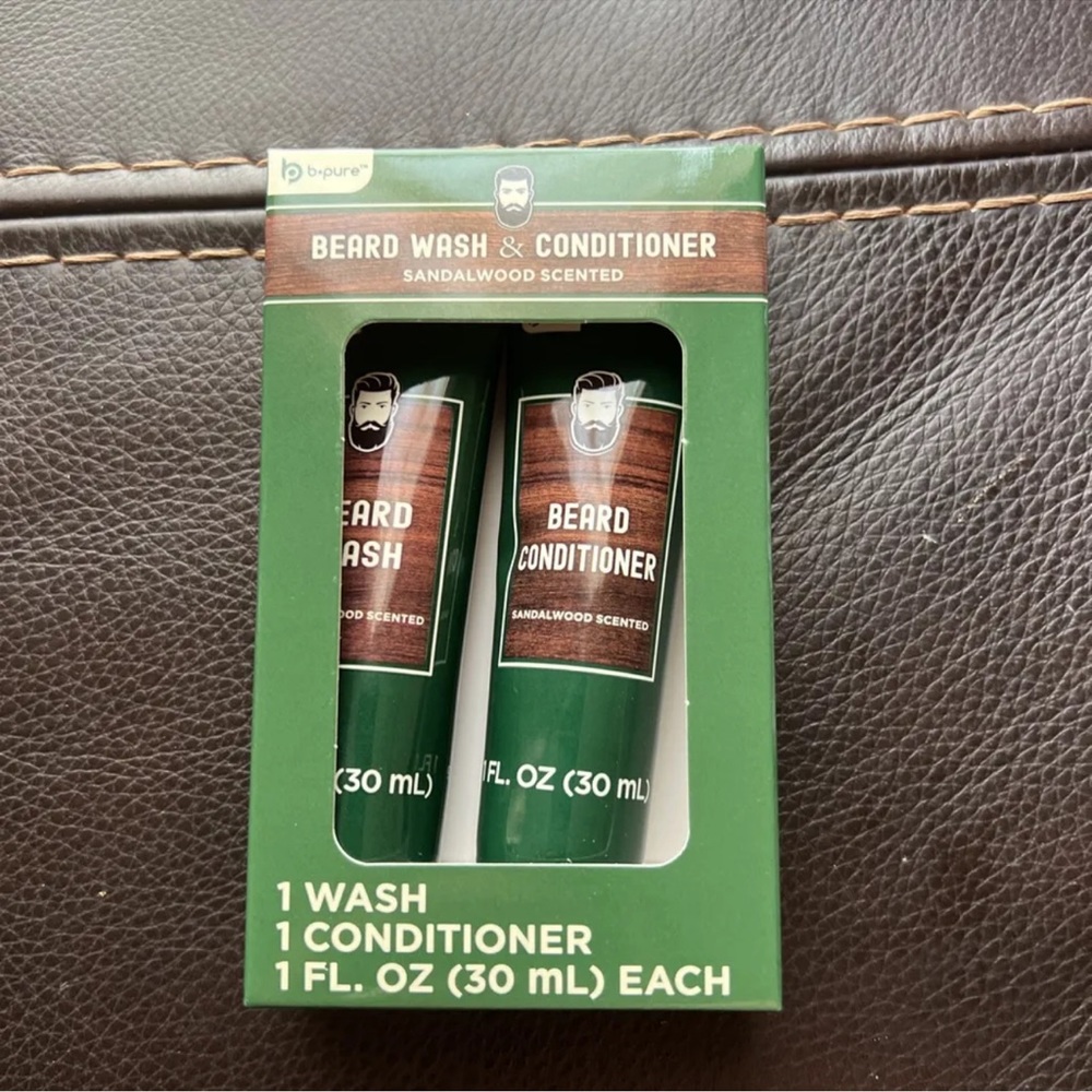 b-pure Beard Wash and Beard Conditioner 1 Fl oz | 2 Pack